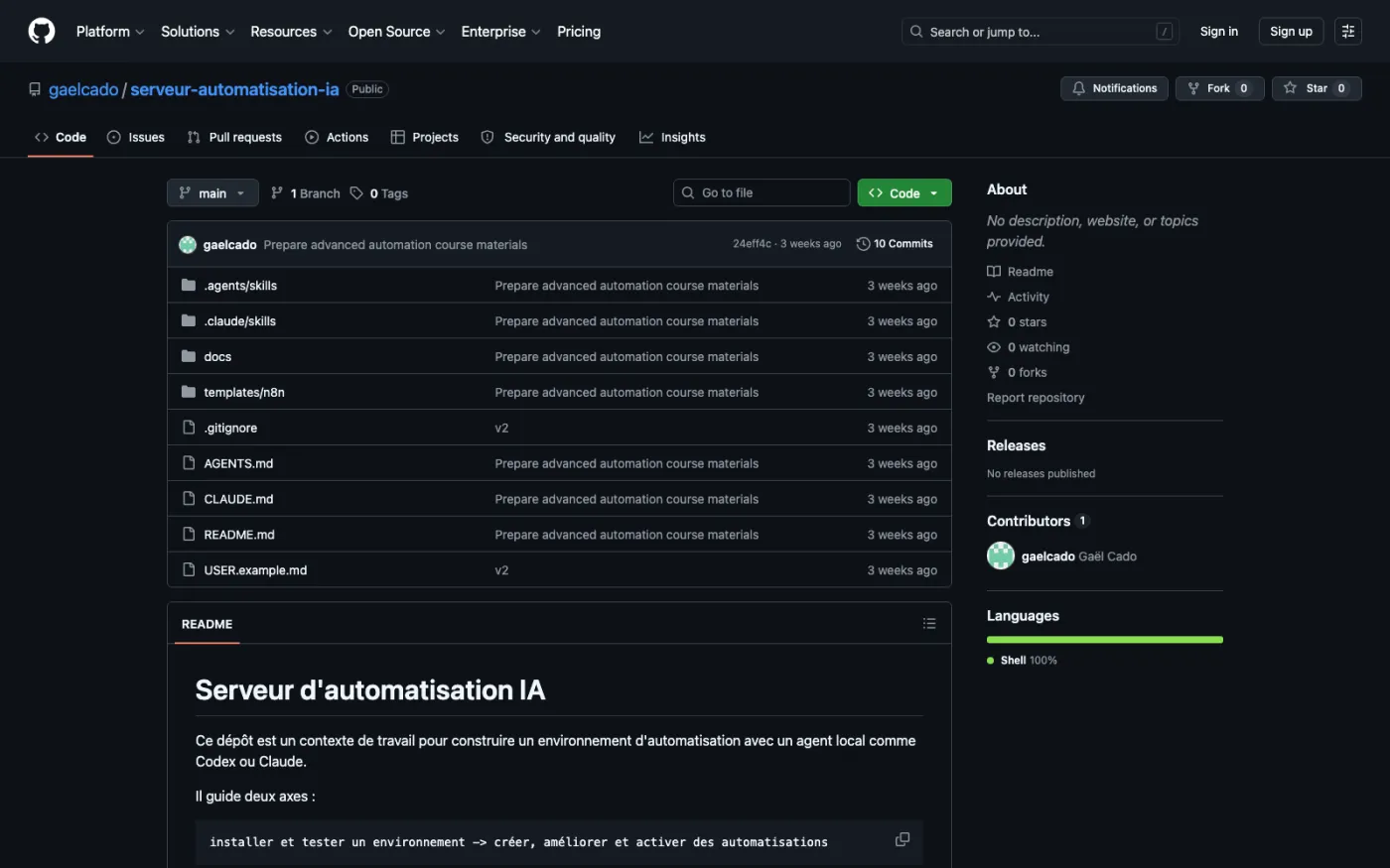 Public GitHub repository for the automation server guide