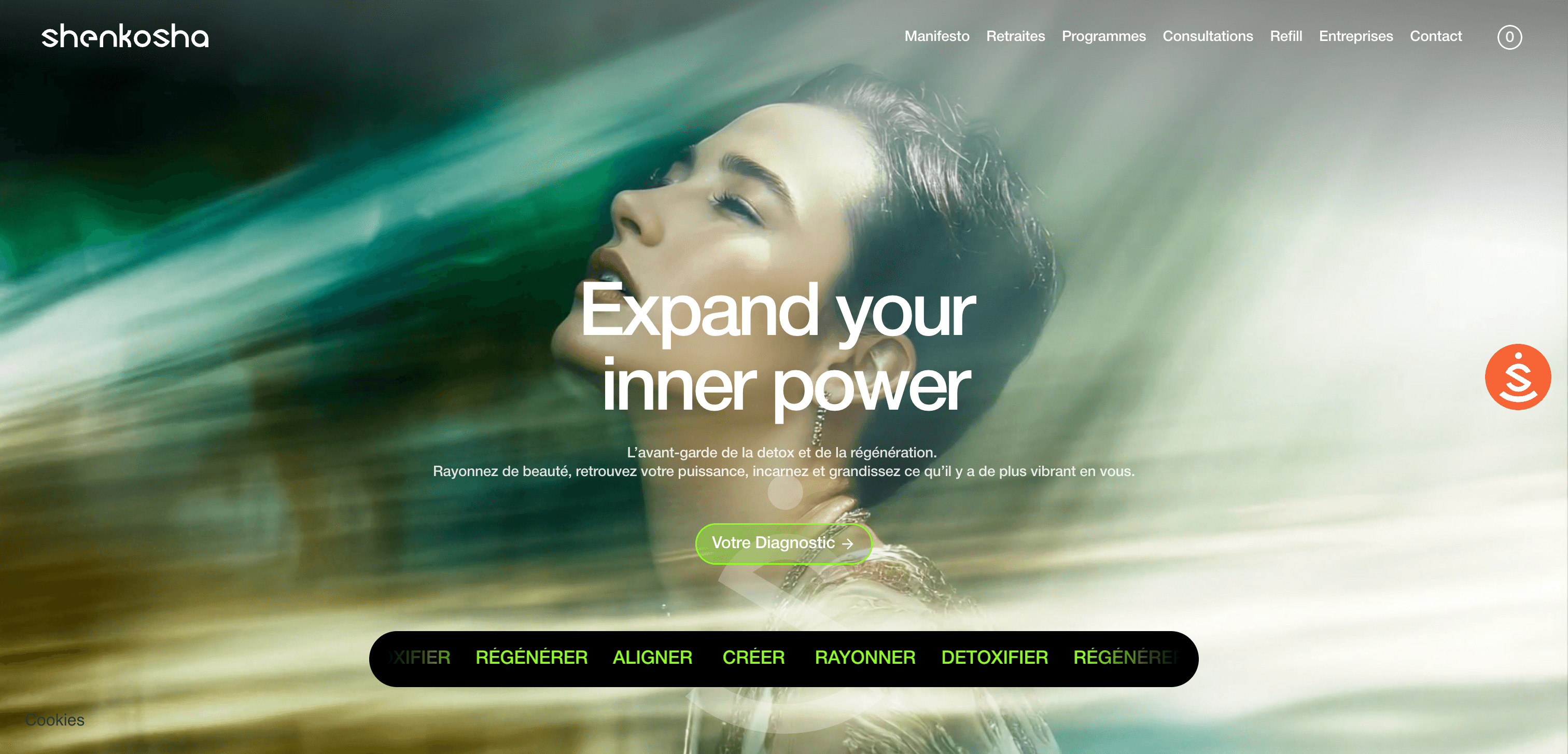 Shenkosha live storefront viewport featuring retreat and product content