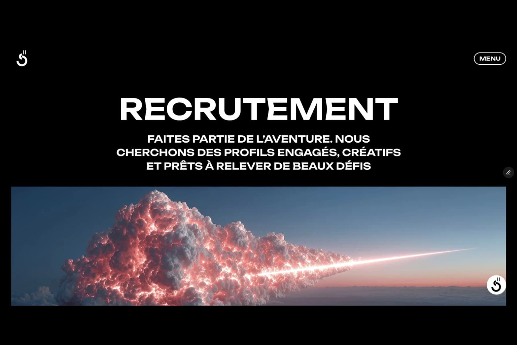 SMÖKE recruitment page with editorial typography and atmospheric artwork